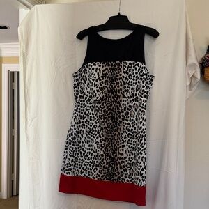 Elegant Black and Red Leopard Print Mini Dress